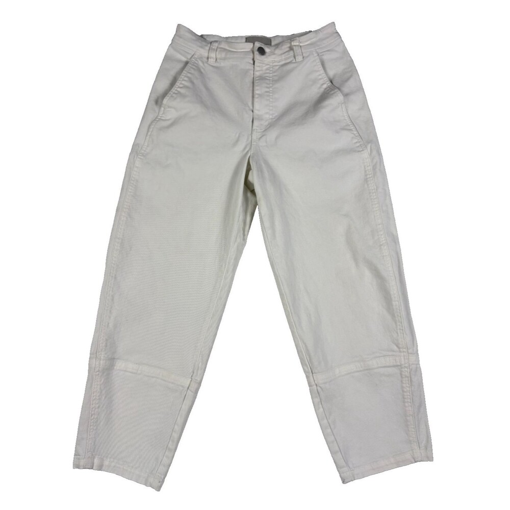 Everlane Womens Barrel Pants Size 6 White High Rise Wide Leg Cropped Organic